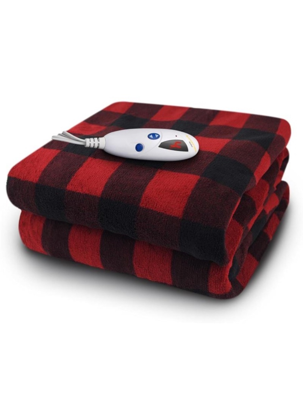 Biddeford Blankets Microplush Electric Heated Throw Black/Red Buffalo Check